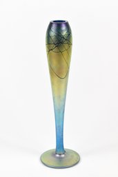Gorgeous Thin Stemmed Bud Vase Signed Steven Maslach 1980 Hand Blown Vintage Lampworks