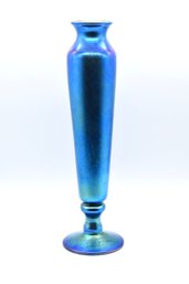 Lundberg Studios 1995 Signed Iridescent Blue Art Glass Vase