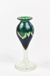Limited Edition 174/250 Signed VPFGR Vintage Art Glass Vase With Beautiful Multi Colored Iridescent Feathering