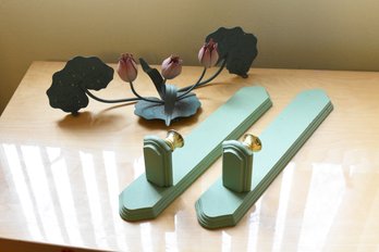 Candle Sconce & Lily Pad Rose Themed Shelf