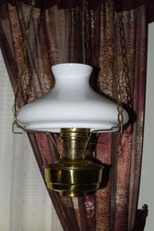 Aladdin Hanging Hurricane Lamp With Milk Glass Shade