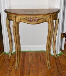 Wooden Sideboard Table With Floral Accents