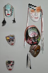 Assorted Decorated Wall Masks - 6 Total