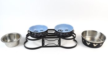 Assortment Of Dog Water & Food Bowls - 4 Total