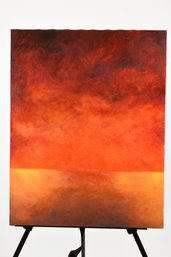 'Red On Red' Landscape Abstract Painting On Canvas