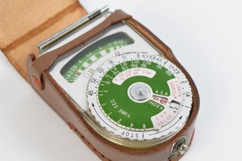 Vintage Alpex No. 53722 Light Exposure Meter Green Dial W/ Case Made In Japan