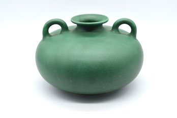 Green Ceramic Pottery Vase With Handles