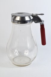 Vintage Dripcut U.S.A Red Bakelite Handle 6 Cup Syrup Milk Pitcher Dispenser Chrome
