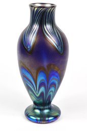 Orient & Flume Multi-color Iridescent Feathered Art Glass Lampwork Vase