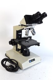 Meiji Binocular Microscope With 3 Objectives & Lamp