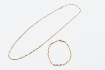 14K Gold Plated Braclet And Necklace 20' Chain & 7 1/2' Braclet