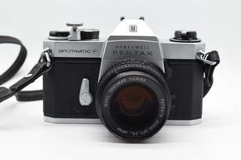 Honeywell Pentax Spotmatic F Film Camera No. 6167891 With Asahi SMC Takumar 55mm Lens