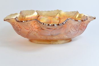 Vintage Fenton Marigold 6' Ruffled Carnival Glass Footed Bowl