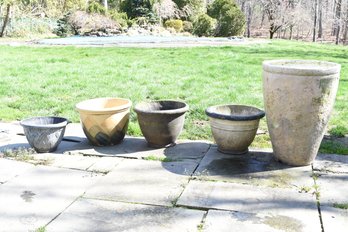 Large Outdoor Ceramic Flower Pots - 5 Total