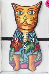 Hawaiian Shirt Wearing Cat Clock