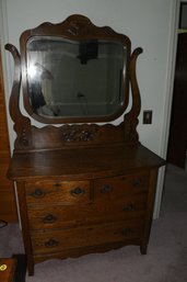 Maple Wood Dresser With Mirror