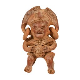 Aztec Warrior Clay Figure