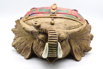 Resin Elephant Lidded Trinket Bowl Dish