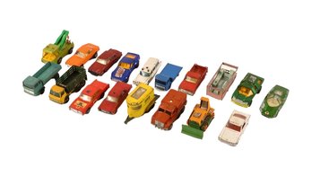 Vintage Matchbox Cars Trucks Trailers - 18 Total Plus  Matchbox Carry Case