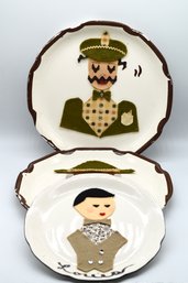 3 Vinatge Decorative Plates With Felt Characters