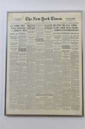 The New York Times Front Page August 5th 1933 Framed Print