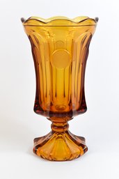 Vintage Fostoria Amber Glass Pedestal Vase Apothecary Indiana Glass
