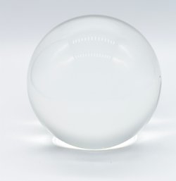 Clear Round Art Glass Paper Weight - Heavy