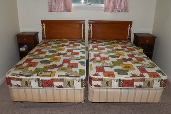 Pair Of Full Sized Beds With Rock Maple Backboards