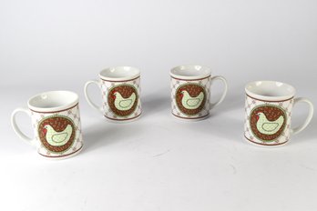 Chicken Decor Mugs Made In Japan - 4pcs Total