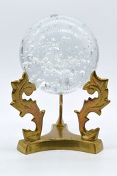 Glass Orb On Brass Base