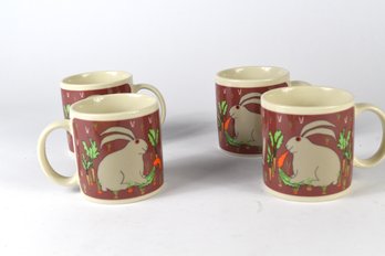 Rascal Rabbit Designed By Taylor & NG Made In Japan  Mugs - 4pcs Total