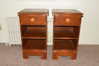 Pair Of Rock Maple Wood Night End Tables