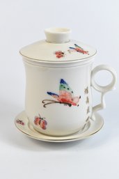 TEAVANA Fine Porcelain China Butterfly Mug & Infuser