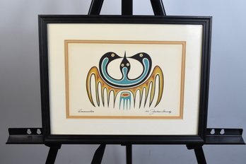 Jackson Beardy Serigraph Communication Framed First Nations Artist Canada 1975