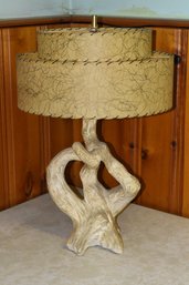 Unique Ceramic Driftwood Table Lamp With Double Shade