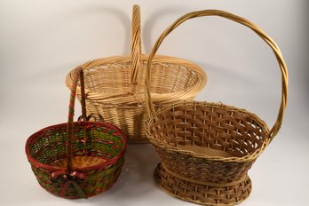 Assorted Lot Of Wicker Baskets - 3 Total