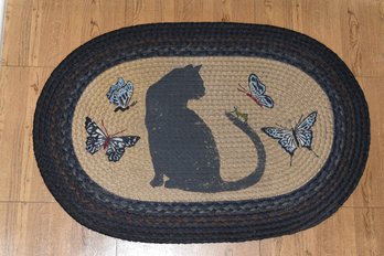 Butterflies & Cat Decorated Floor Door Mat