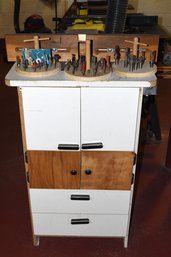 Custom Router Cabinet W/ SKILL Model 1810 Router & Large Assortment Of Bits