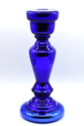 Iridescent Blue Glass Candle Holder