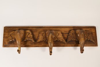 Wooden Elephant Themed Coat Rack