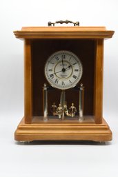 Vintage Linden Wooden Mantle Clock With Westminster Chime