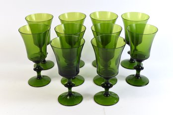 MCM Bareware Green Glass Wine Glasses - 10 Total