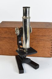 Studron No. 25370 Monocular Microscope With Extra Eyepiece & Wooden Case