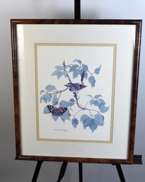 Birds & Butterfly In Blue Framed Print By Dale C. Thompson 1978