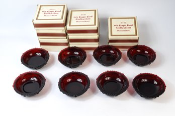 AVON 1876 Cape Cod Collection Ruby Red Dessert Bowls - 8 Total