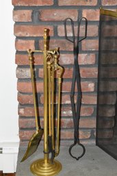 Brass Fireplace Poker Set - 5pcs Total