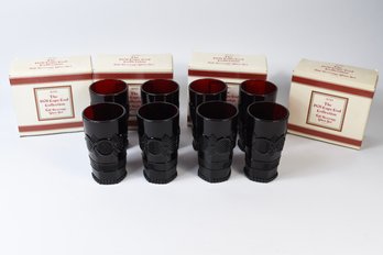 AVON 1876 Cape Cod Collection Ruby Red Tall Beverage Glasses - 8 Total