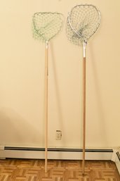 2 Crabbing Fishing Nets With Long Wood Poles