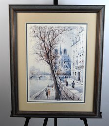 Claude Ducollet Nicely Framed Lithograph 'paris'