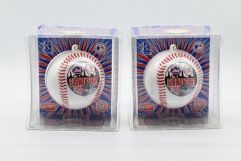 2 New York Yankees METS Subway Series Baseball Christmas Ornaments